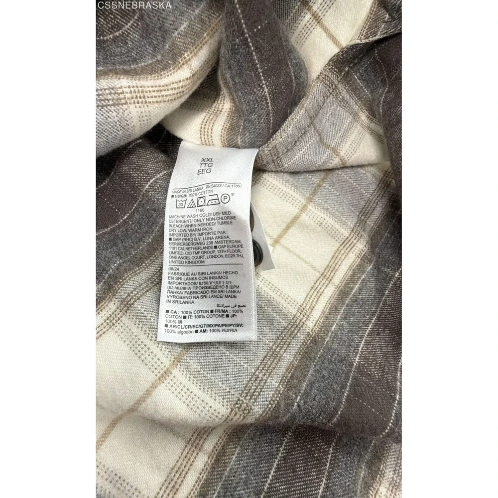 Banana Republic Men's Relaxed Fit Flannel Shirt Brown Beige Plaid NWT Sz XXL